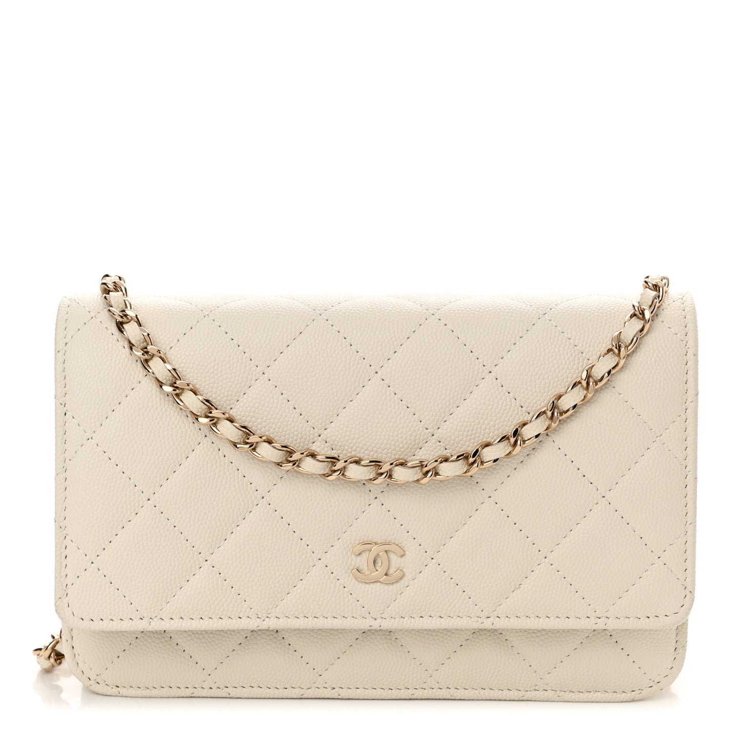 Caviar Quilted Wallet On Chain WOC White