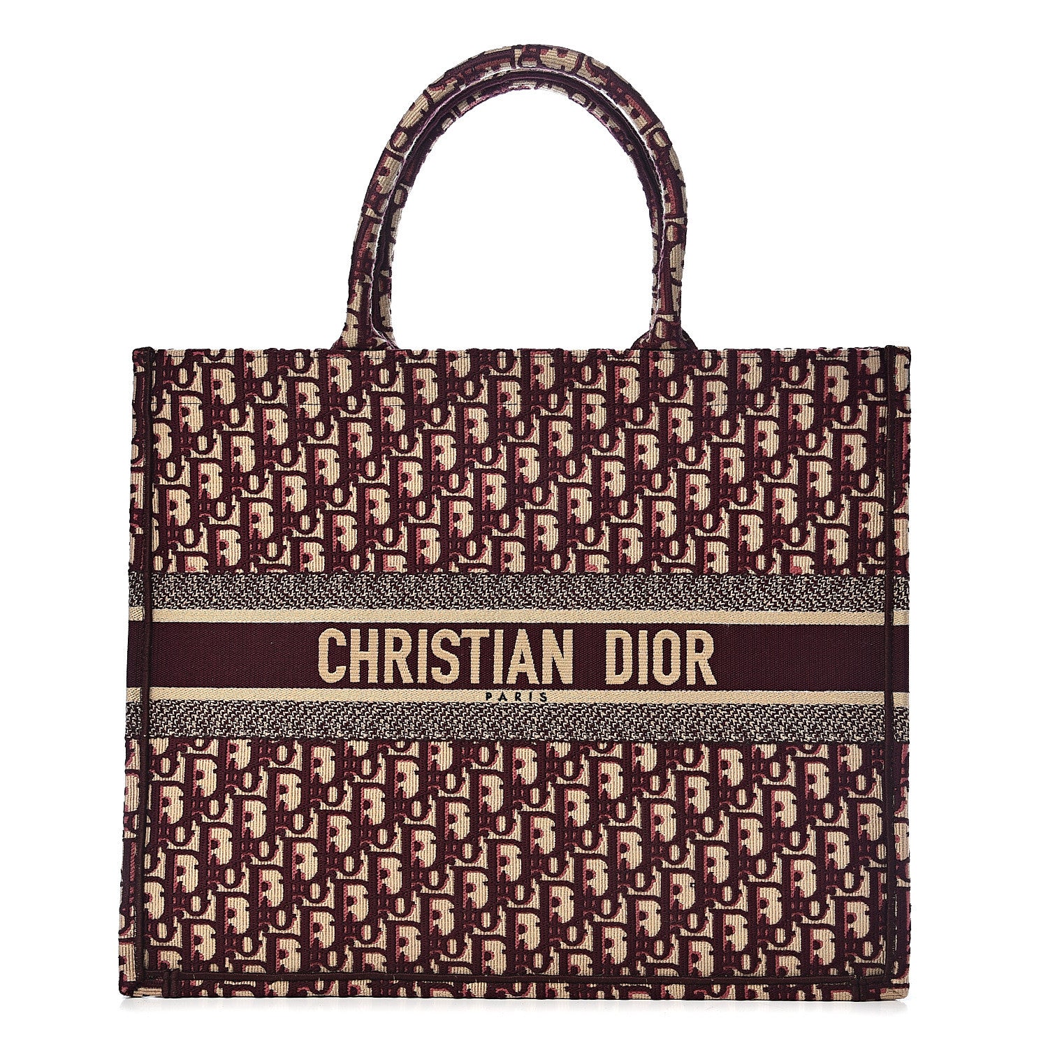 Christian Dior Oblique Large Book Tote Burgundy Multicolor 1 of 10
