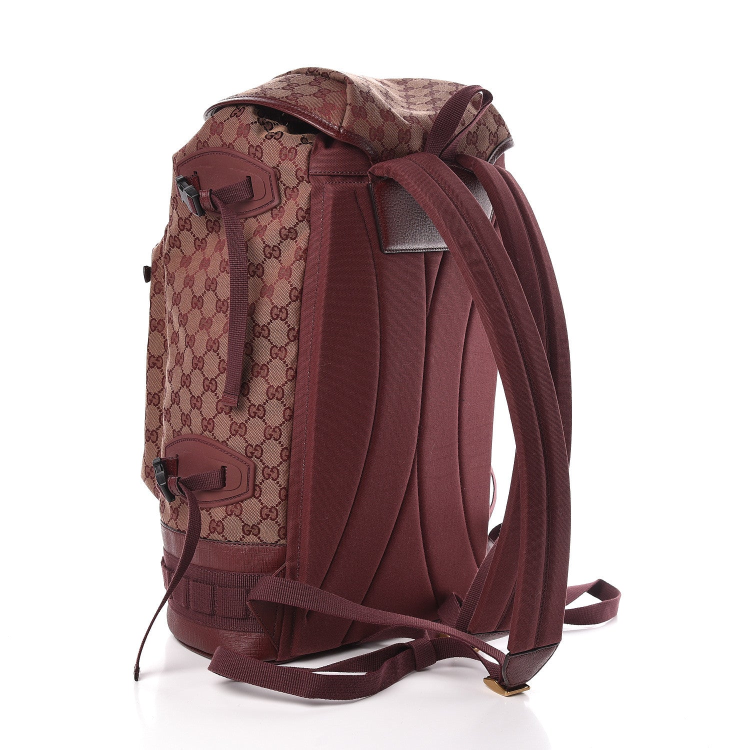 Gucci GG Monogram Script Logo Large Double Pocket Backpack Sahara Rubino Bordeaux 3 of 10