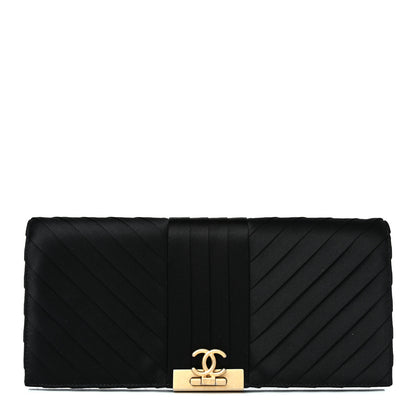 Chanel Satin Pleated Flap Clutch Black 1 of 7
