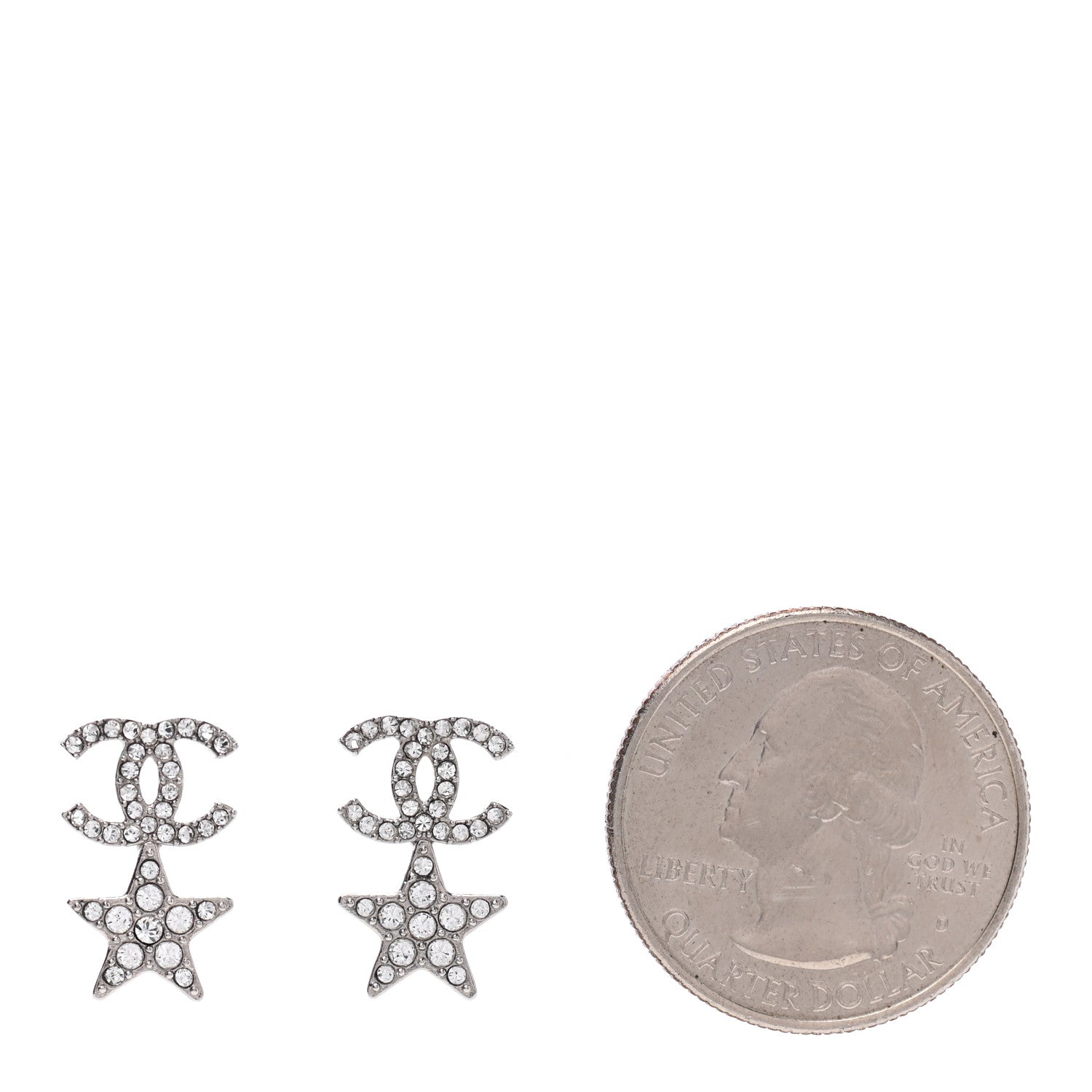 Chanel Crystal CC Starfall Drop Earrings Silver 2 of 4
