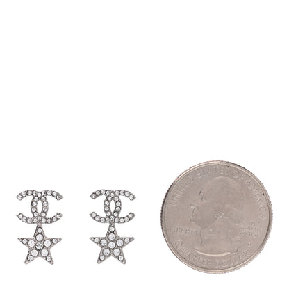 Chanel Crystal CC Starfall Drop Earrings Silver 2 of 4