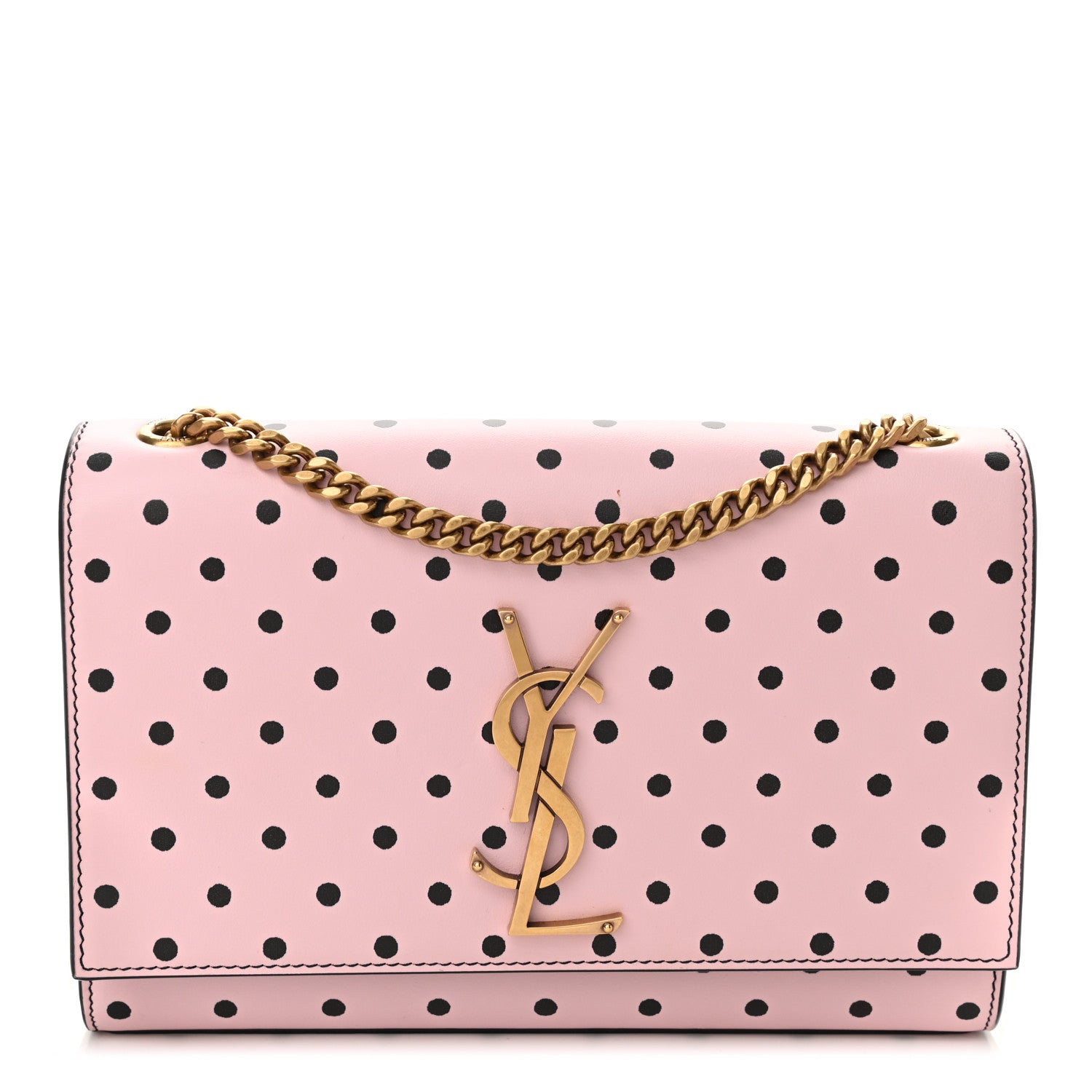 Saint Laurent Calfskin Polka Dot Small Monogram Kate Satchel Rose Black 1 of 10