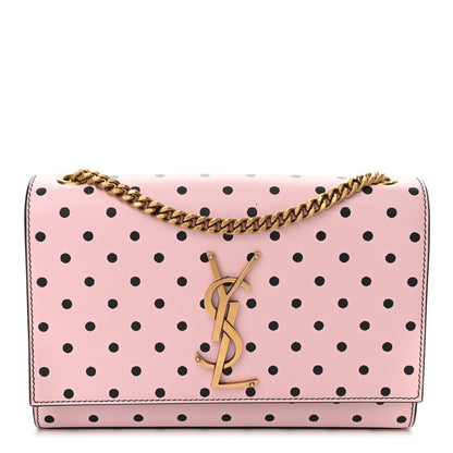 Saint Laurent Calfskin Polka Dot Small Monogram Kate Satchel Rose Black 1 of 10