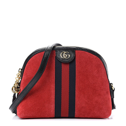Gucci Suede Patent Web GG Small Ophidia Dome Shoulder Bag Hibiscus Red 1 of 12