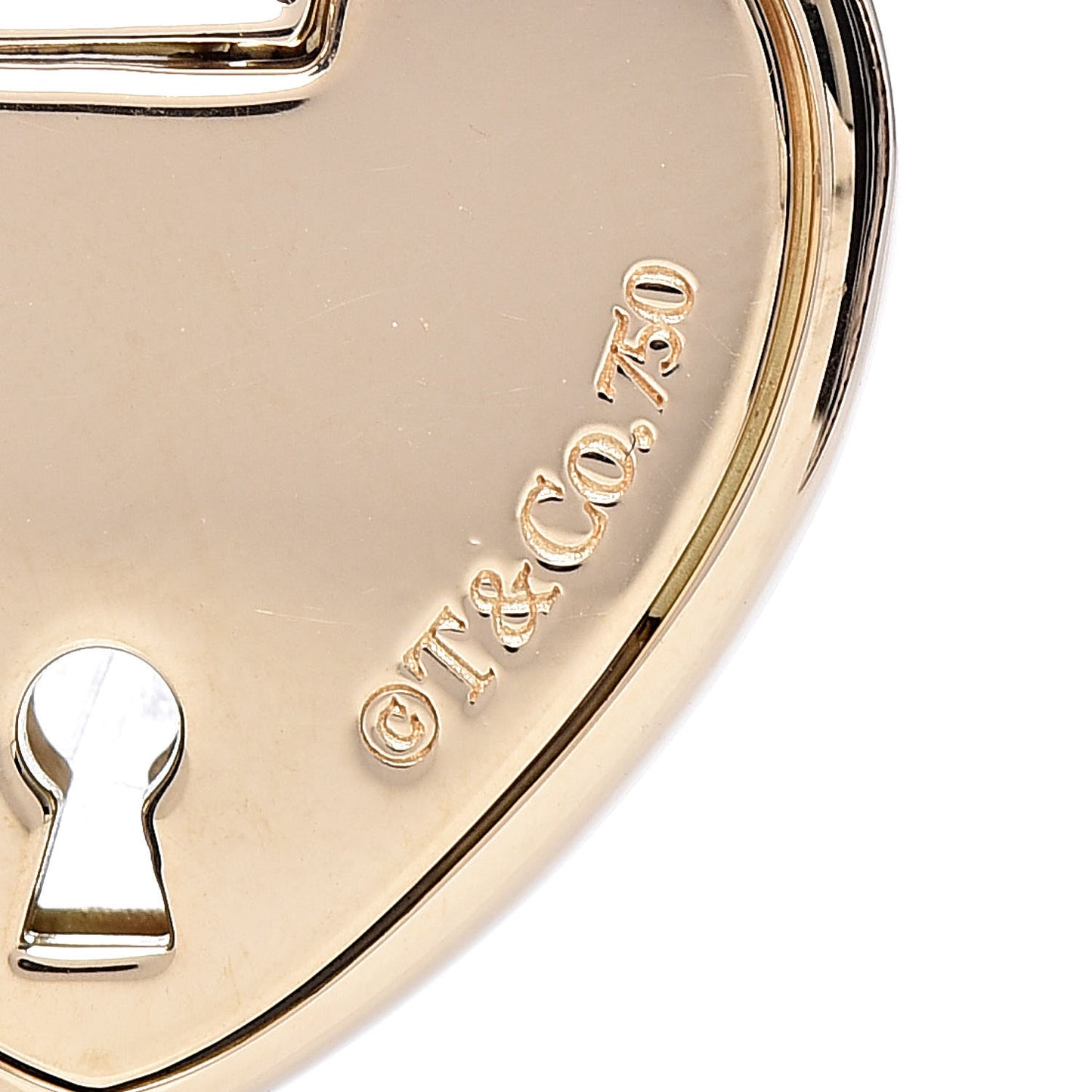 18K Yellow Gold Lock Heart Charm Pendant