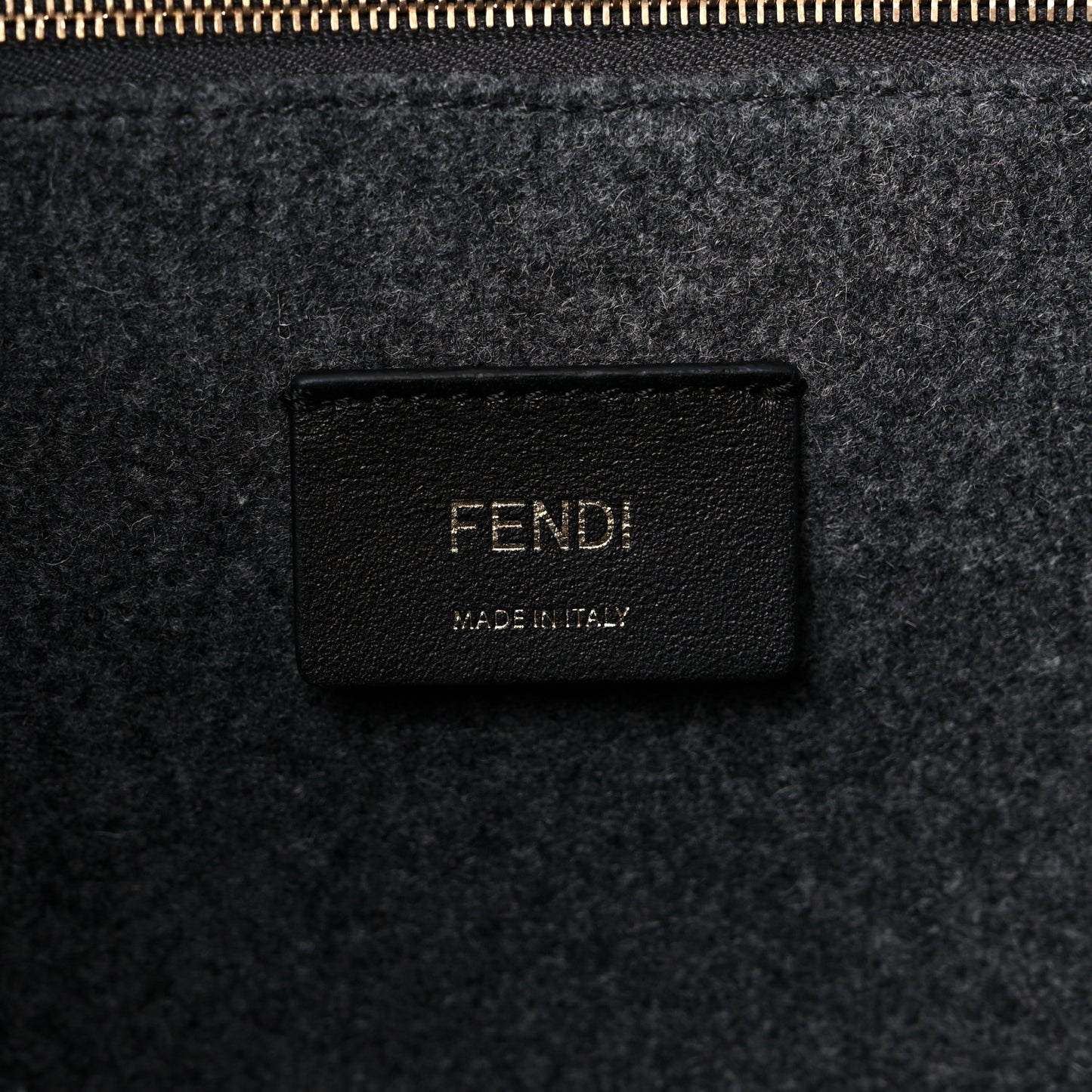 Melange Flannel Plexiglass Satin Logo Embroidered Threaded Edge Large Fendi Sunshine Shopper Tote Grigio Black