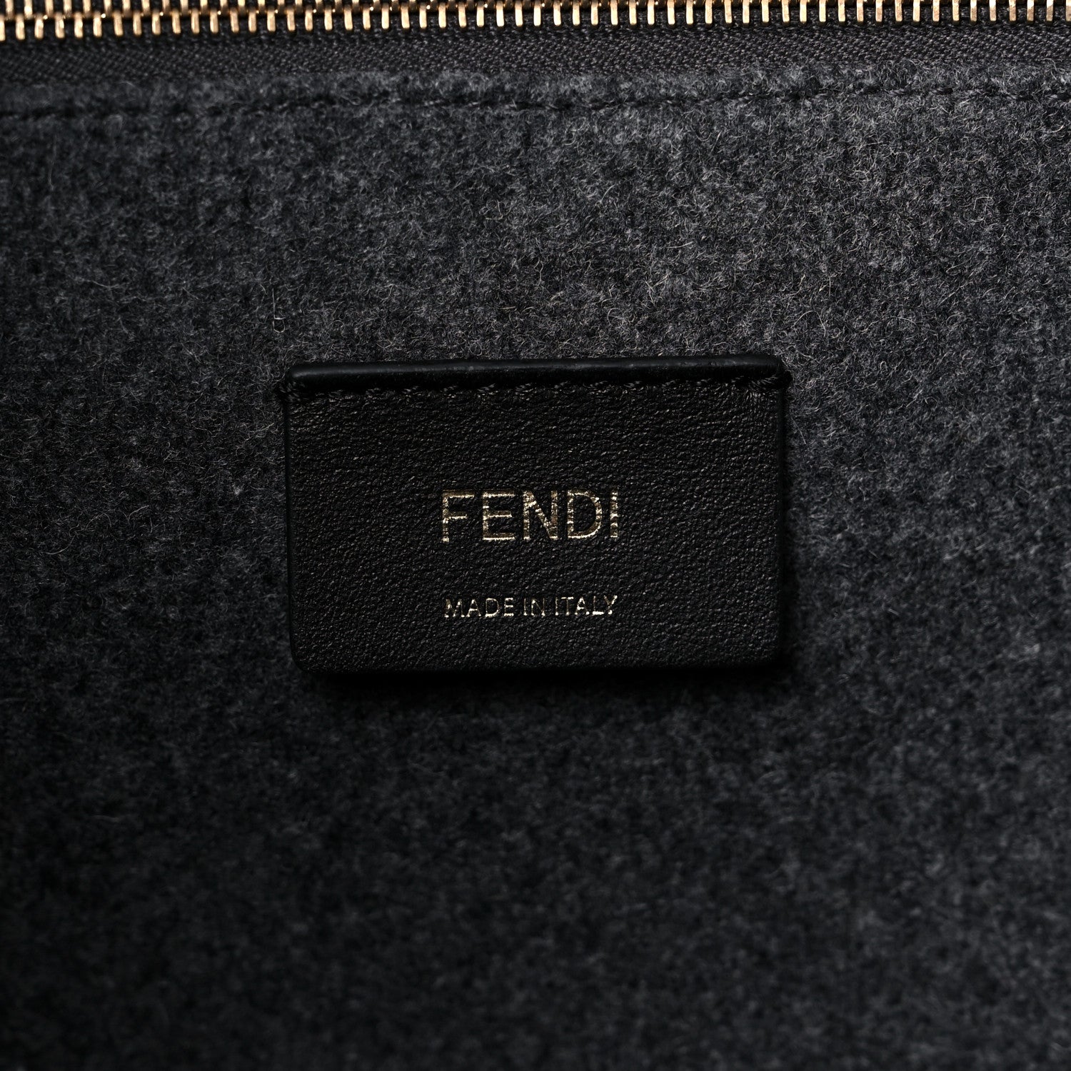 Fendi Melange Flannel Plexiglass Satin Logo Embroidered Threaded Edge Large Fendi Sunshine Shopper Tote Grigio Black 5 of 12