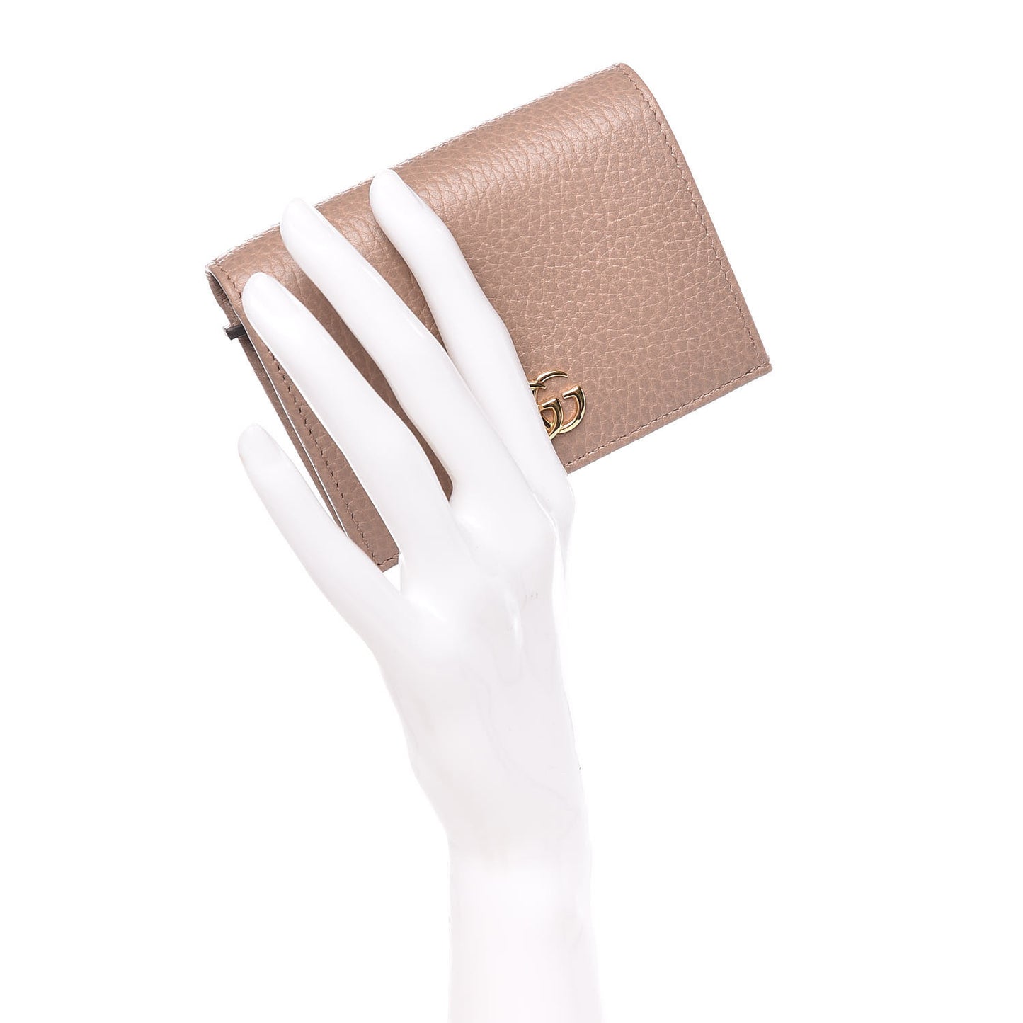 Pebbled Calfskin GG Marmont Card Case Porcelain Rose
