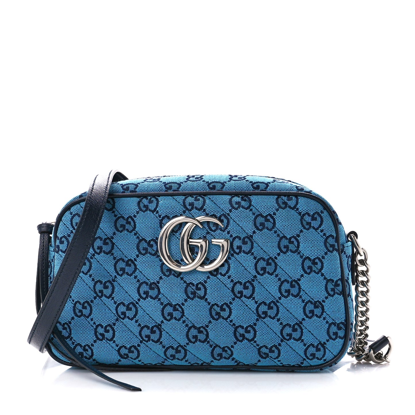 Monogram Multicolor Matelasse Diagonal Small GG Marmont Chain Shoulder Bag Light Blue