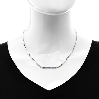 David Yurman Sterling Silver Blue Sapphire Petite Metro Bar Pendant Necklace 2 of 5