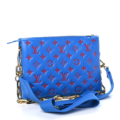 Louis Vuitton Lambskin Embossed Monogram Vuittamins Coussin PM Blue Red 2 of 8