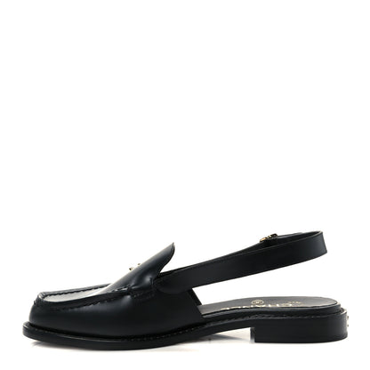 Chanel Calfskin Crystal Slingback Loafers 36 Black 1 of 9