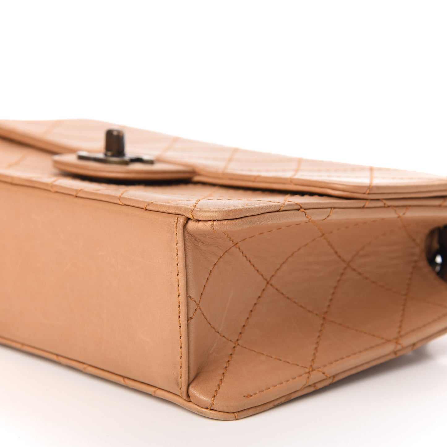 Lambskin Quilted Small Single Flap Beige