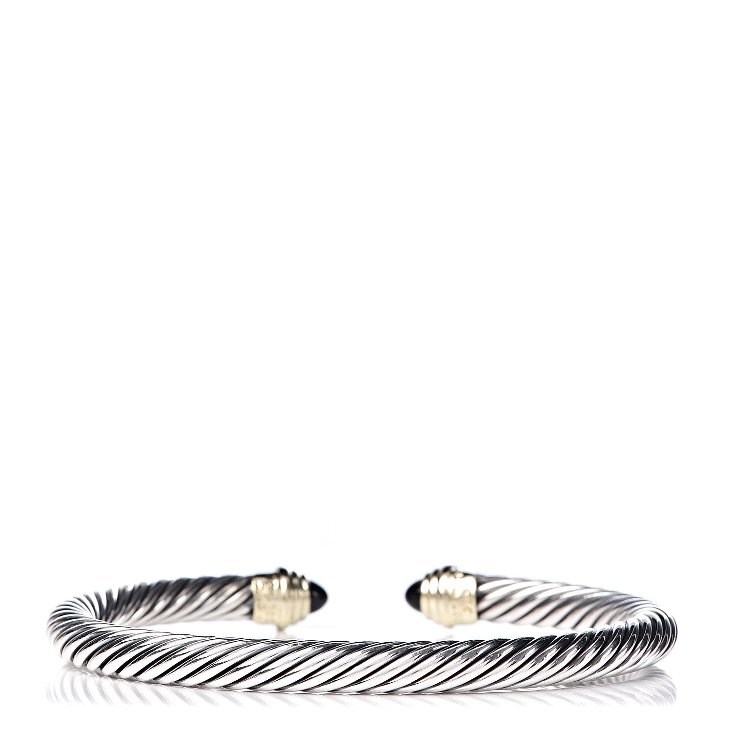 David Yurman Sterling Silver 14K Yellow Gold Black Onyx 5mm Cable Classics Petite Color Bracelet 3 of 5