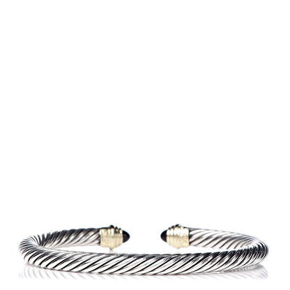 David Yurman Sterling Silver 14K Yellow Gold Black Onyx 5mm Cable Classics Petite Color Bracelet 3 of 5