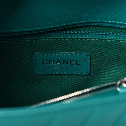 Chanel Caviar Chevron Quilted Small Coco Handle Flap Green 6 of 12