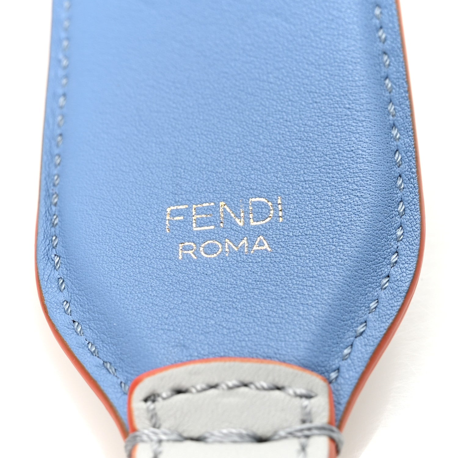 Fendi Vitello Dolce Fun Fair Metal Studded Strap You Grigio Perla Blue Multicolor 4 of 5