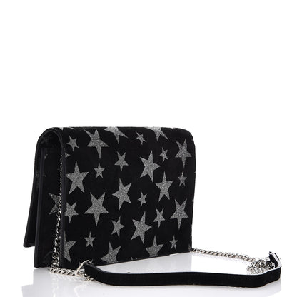 Saint Laurent Suede Calfskin Monogram Tassel Stars Chain Wallet Black 4 of 10