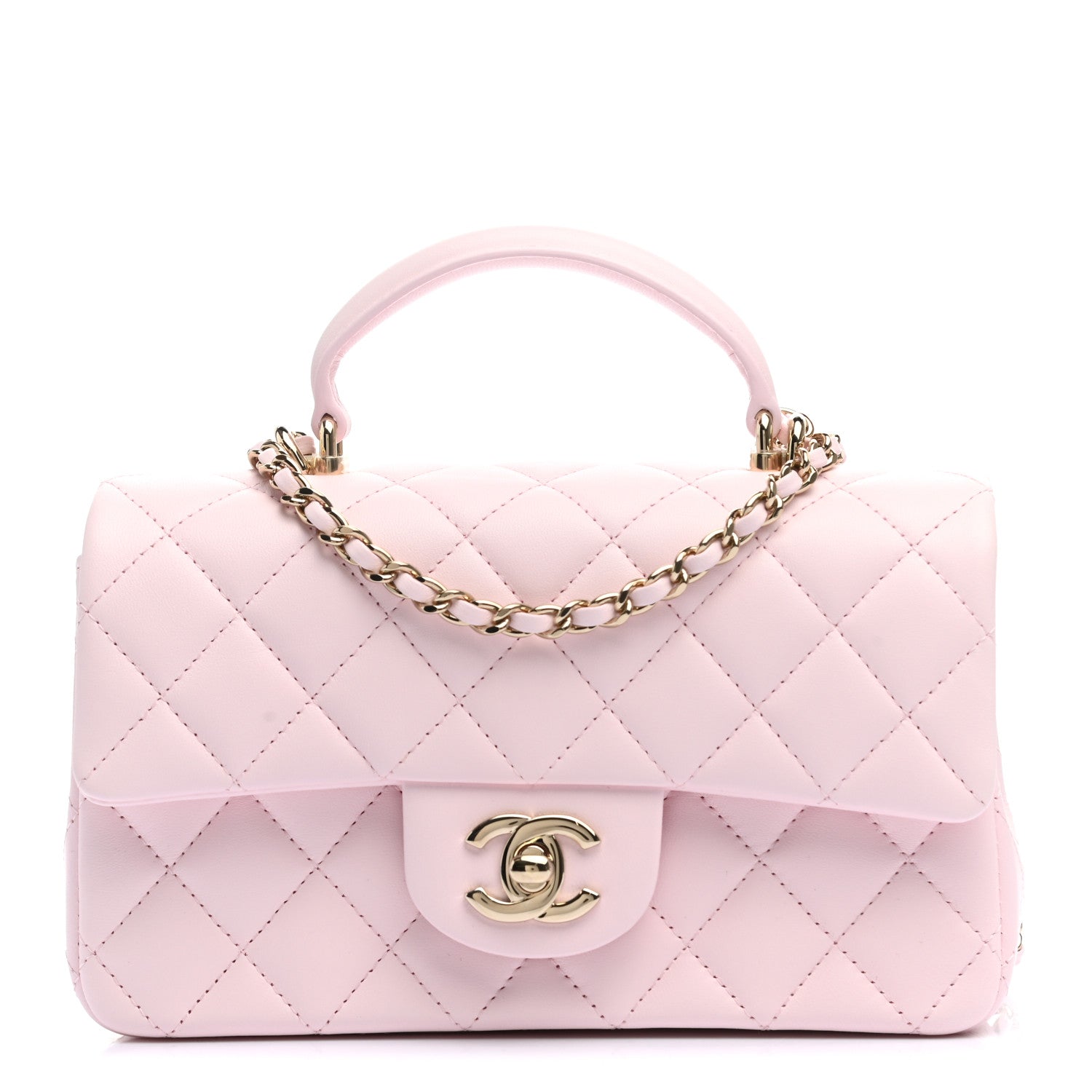 Chanel Lambskin Quilted Mini Top Handle Rectangular Flap Light Pink 1 of 11