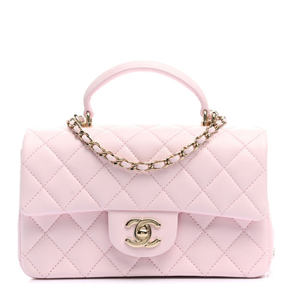 Chanel Lambskin Quilted Mini Top Handle Rectangular Flap Light Pink 1 of 11