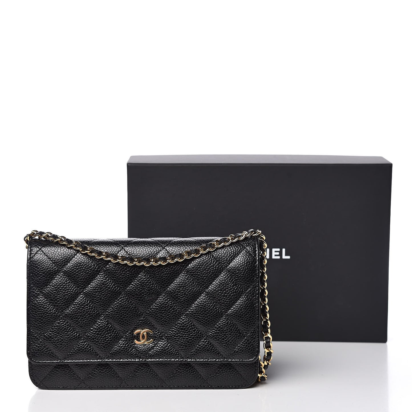 Caviar Quilted Wallet On Chain WOC Black