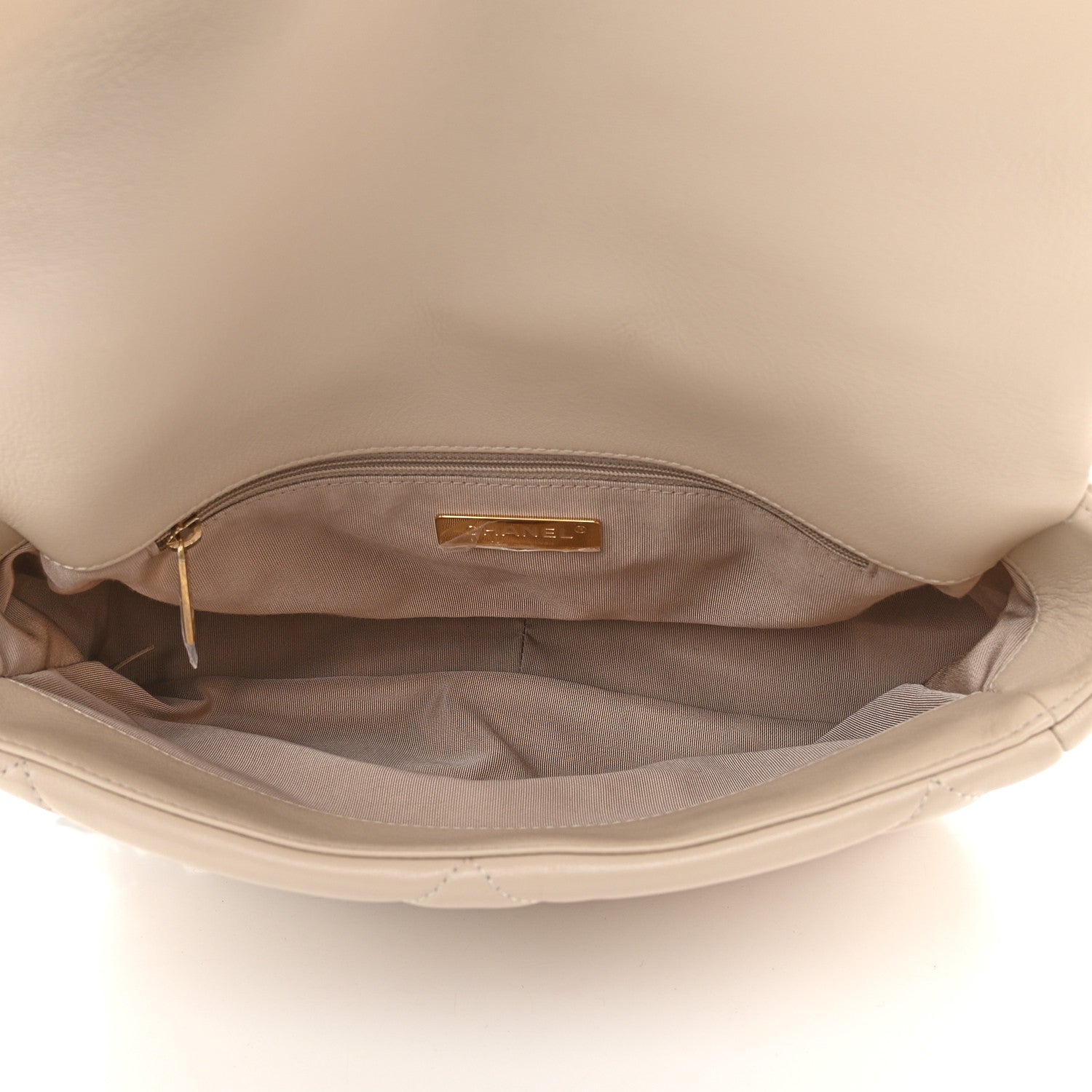 Chanel Lambskin Quilted Large Chanel 19 Flap Beige 5 of 9