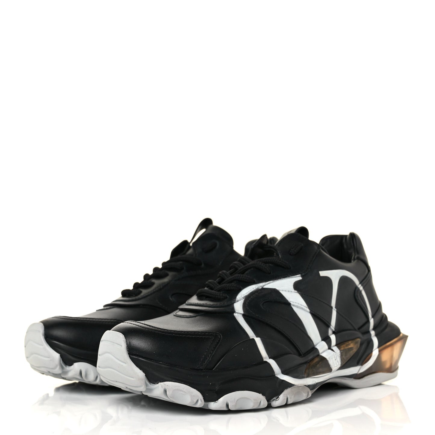 Calfskin VLOGO Mens Bounce Sneakers 39 Black