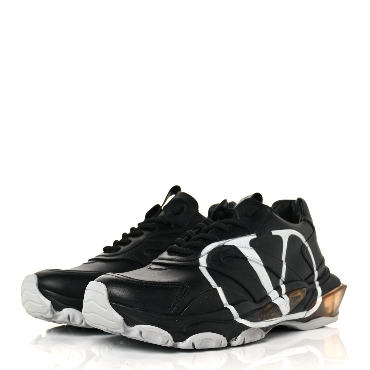 Valentino Garavani Calfskin VLOGO Mens Bounce Sneakers 39 Black 3 of 7