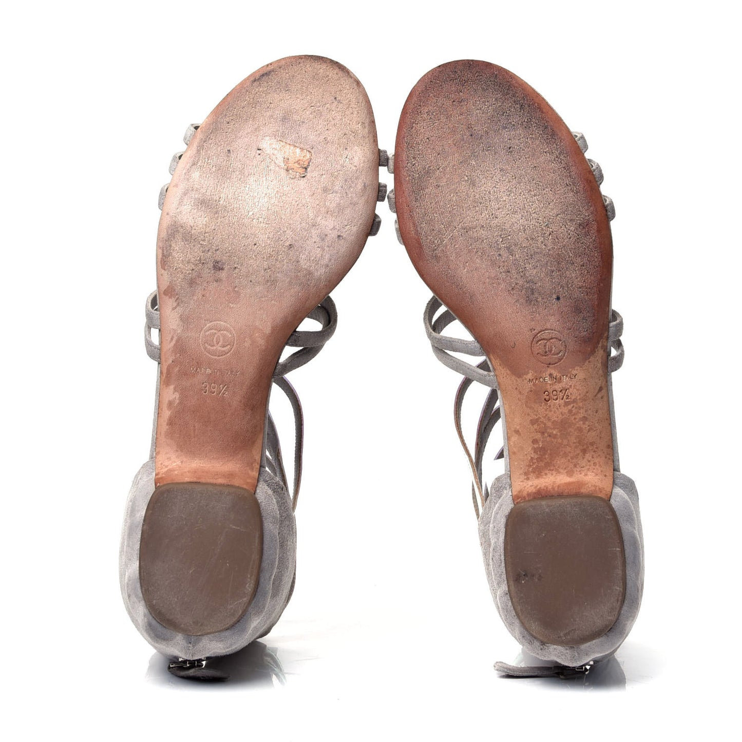 Suede Iridescent Patent Caged Sandals 39.5 Grey