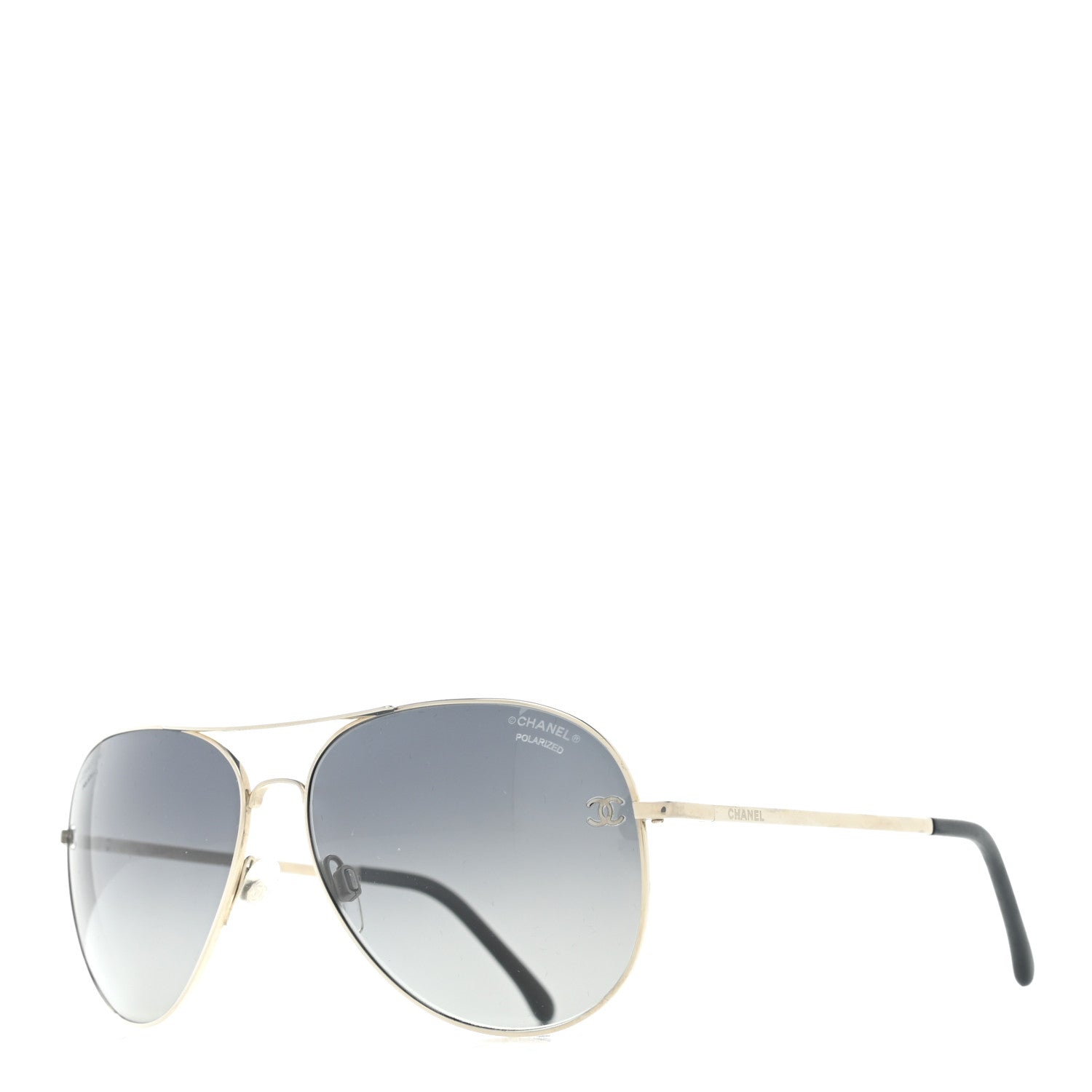 Chanel Metal Polarized Aviator CC Sunglasses 4189-T-Q Silver 1 of 8