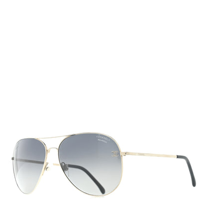 Chanel Metal Polarized Aviator CC Sunglasses 4189-T-Q Silver 1 of 8