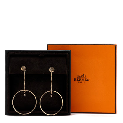 Hermes 18K Rose Gold Diamond Ex-Libris Earrings 5 of 5