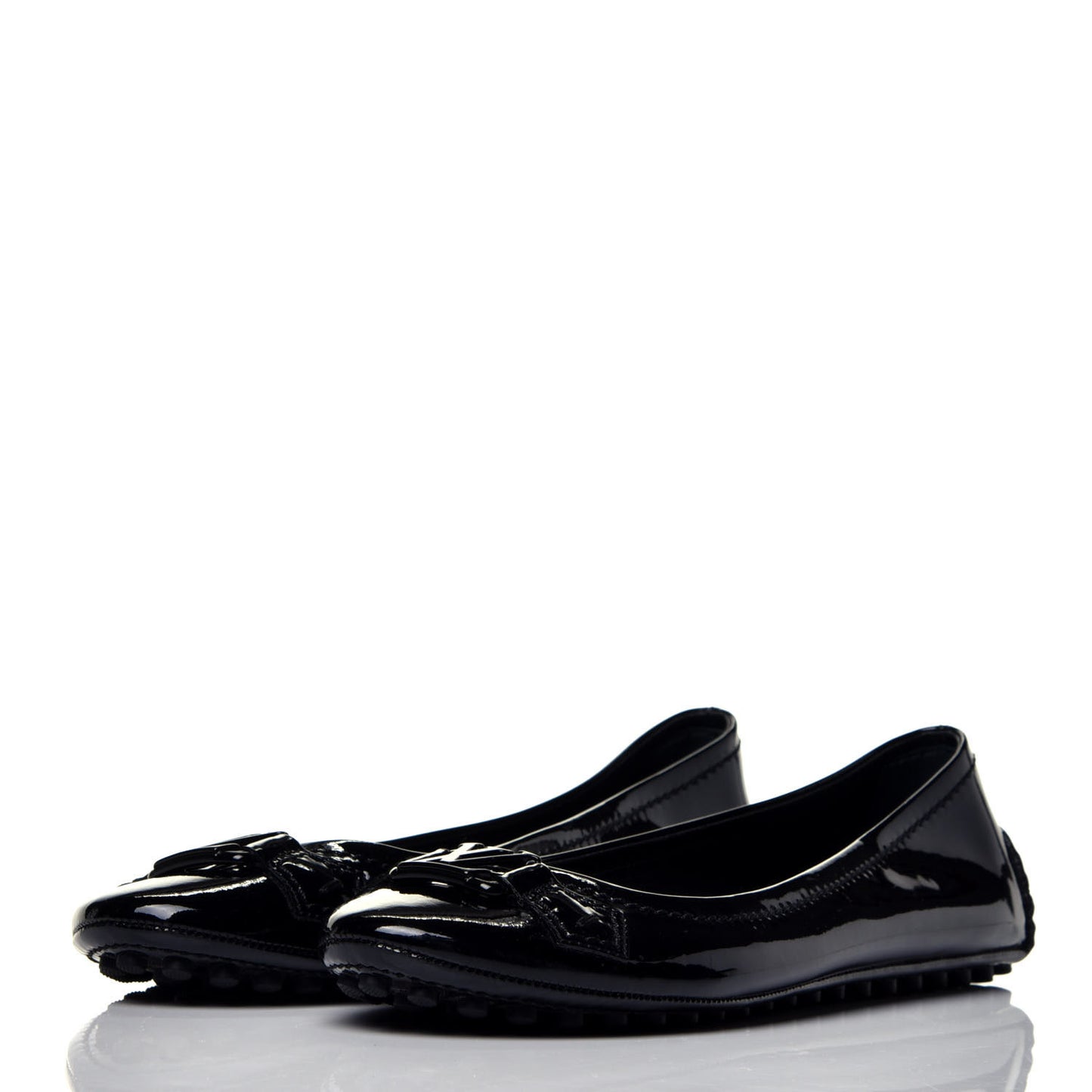 Patent Calfskin Oxford Ballerina Flats 36.5 Black