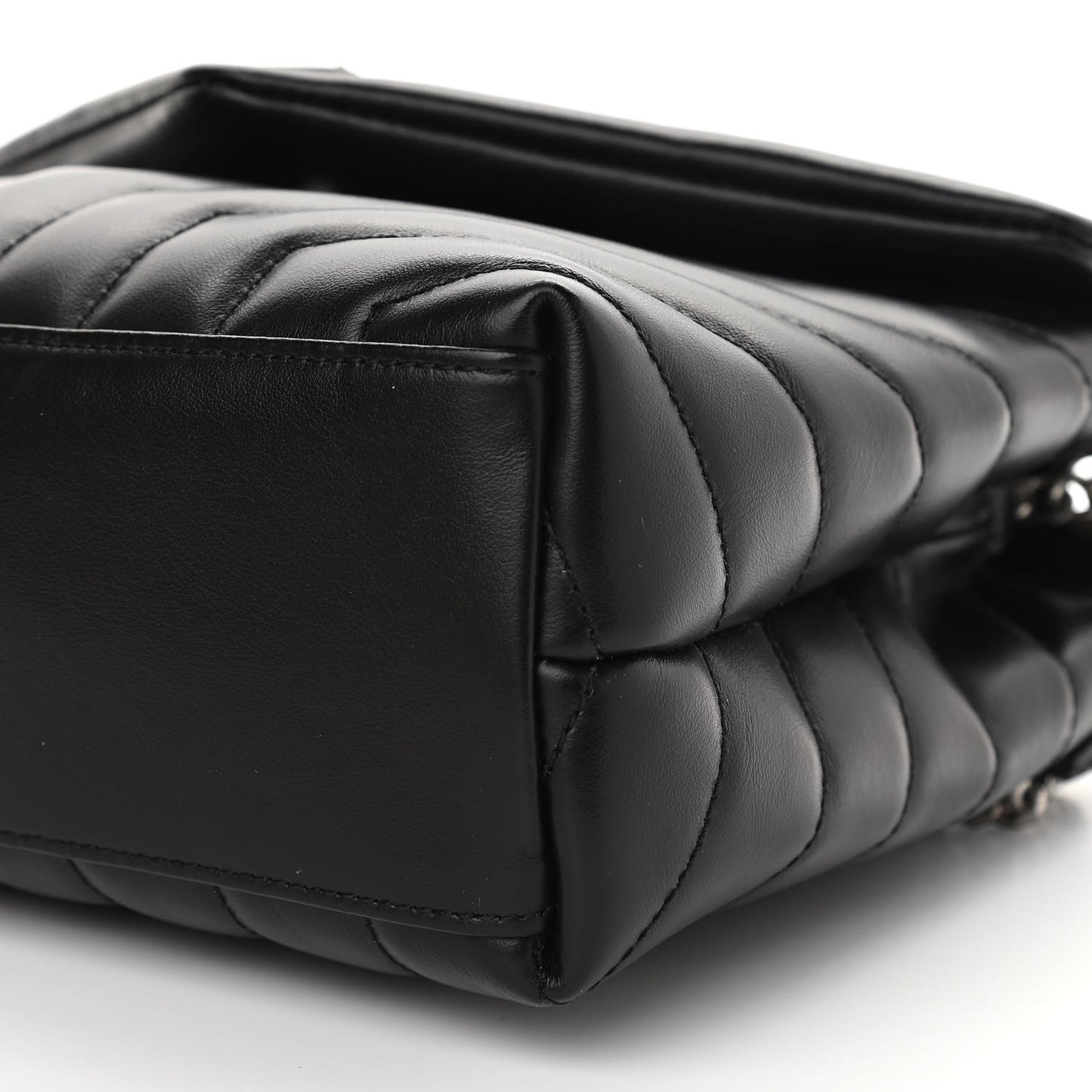 Calfskin Y Quilted Monogram Small Loulou Chain Satchel Black