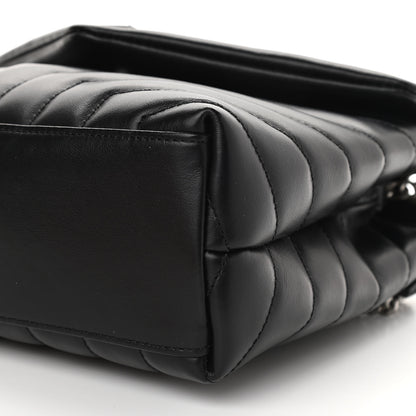 Saint Laurent Calfskin Y Quilted Monogram Small Loulou Chain Satchel Black 9 of 10