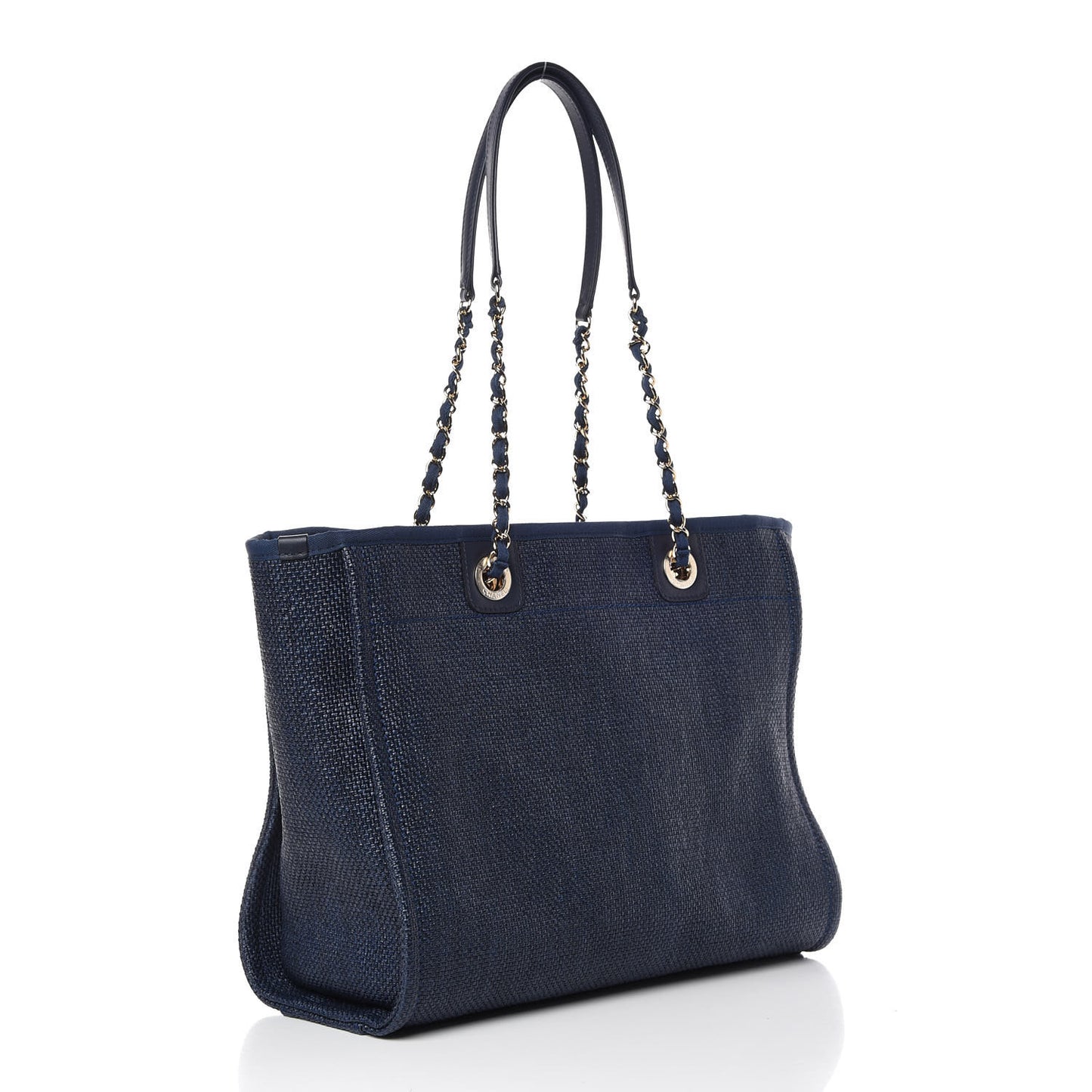 Woven Straw Raffia Small Deauville Tote Blue