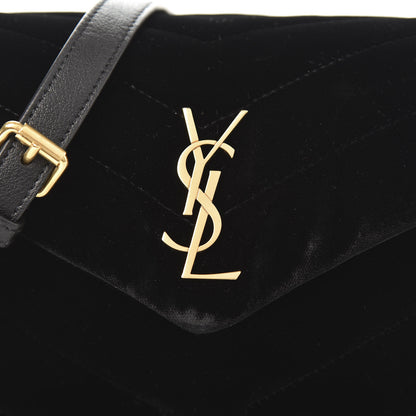 Saint Laurent Velvet Y Quilted Monogram Toy Loulou Chain Satchel French Black 10 of 10