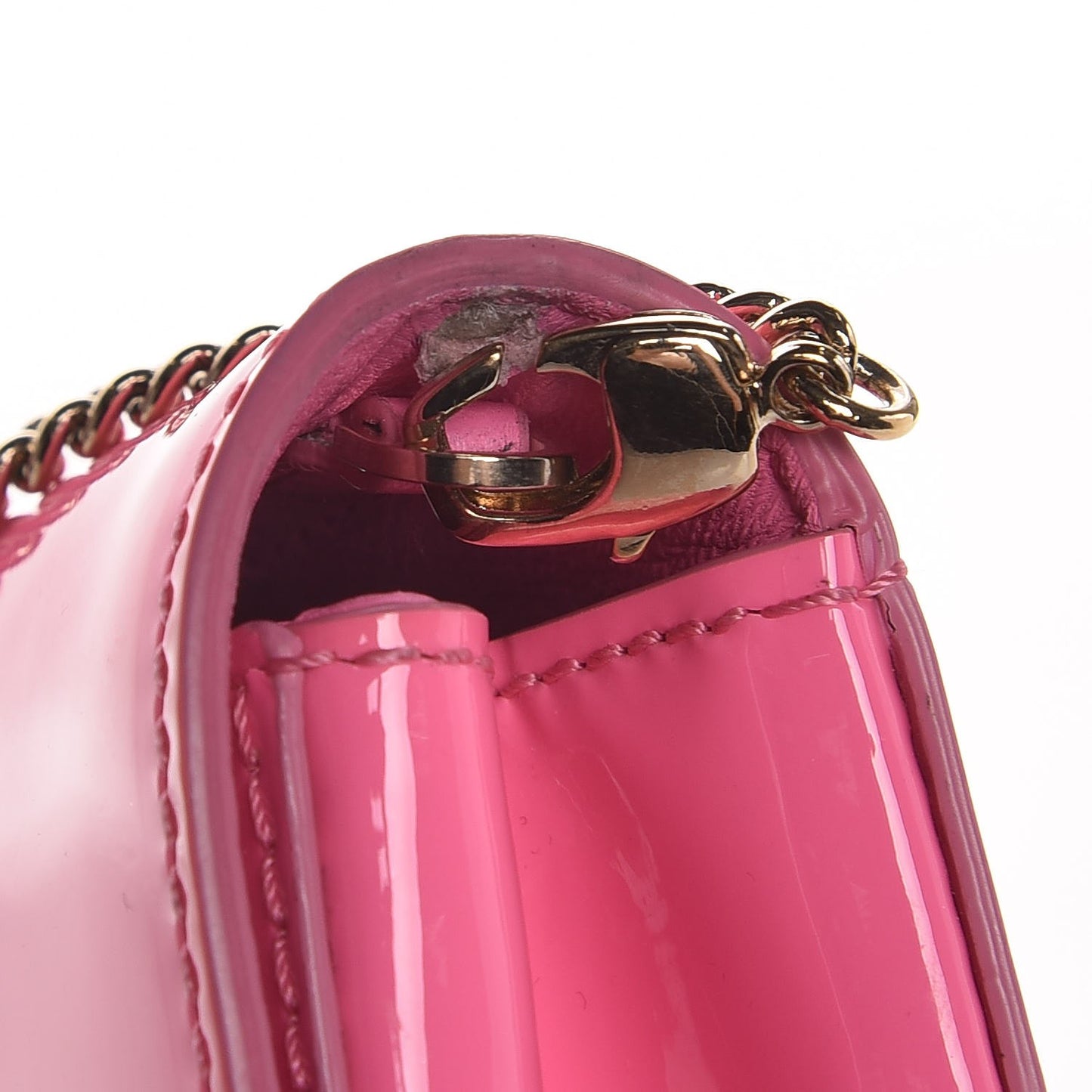 Patent Palazzo Medusa Chain Evening Bag Pink