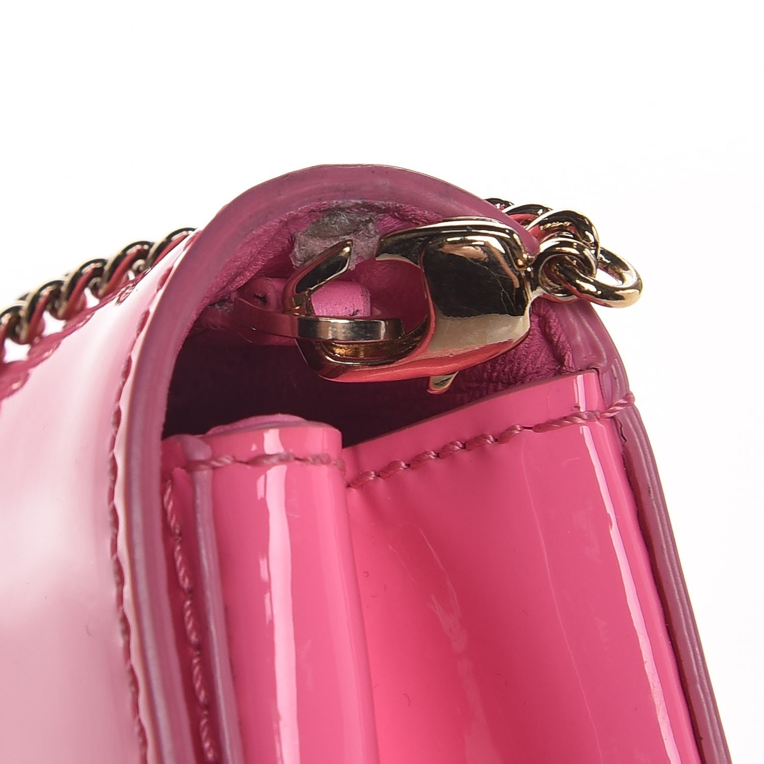 Versace Patent Palazzo Medusa Chain Evening Bag Pink 14 of 15