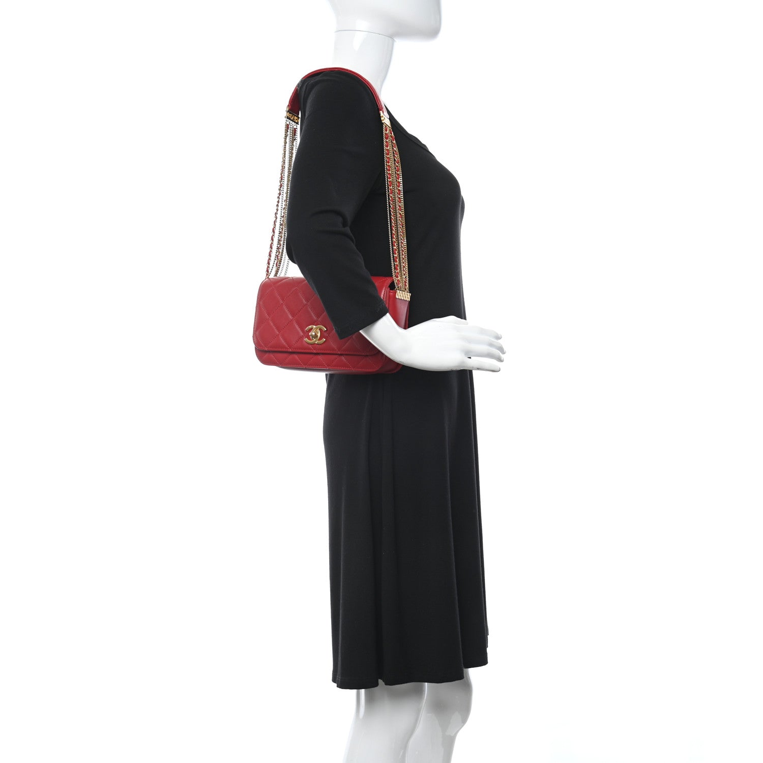 Chanel Lambskin Quilted Multiple Chain Flap Red 2 of 11