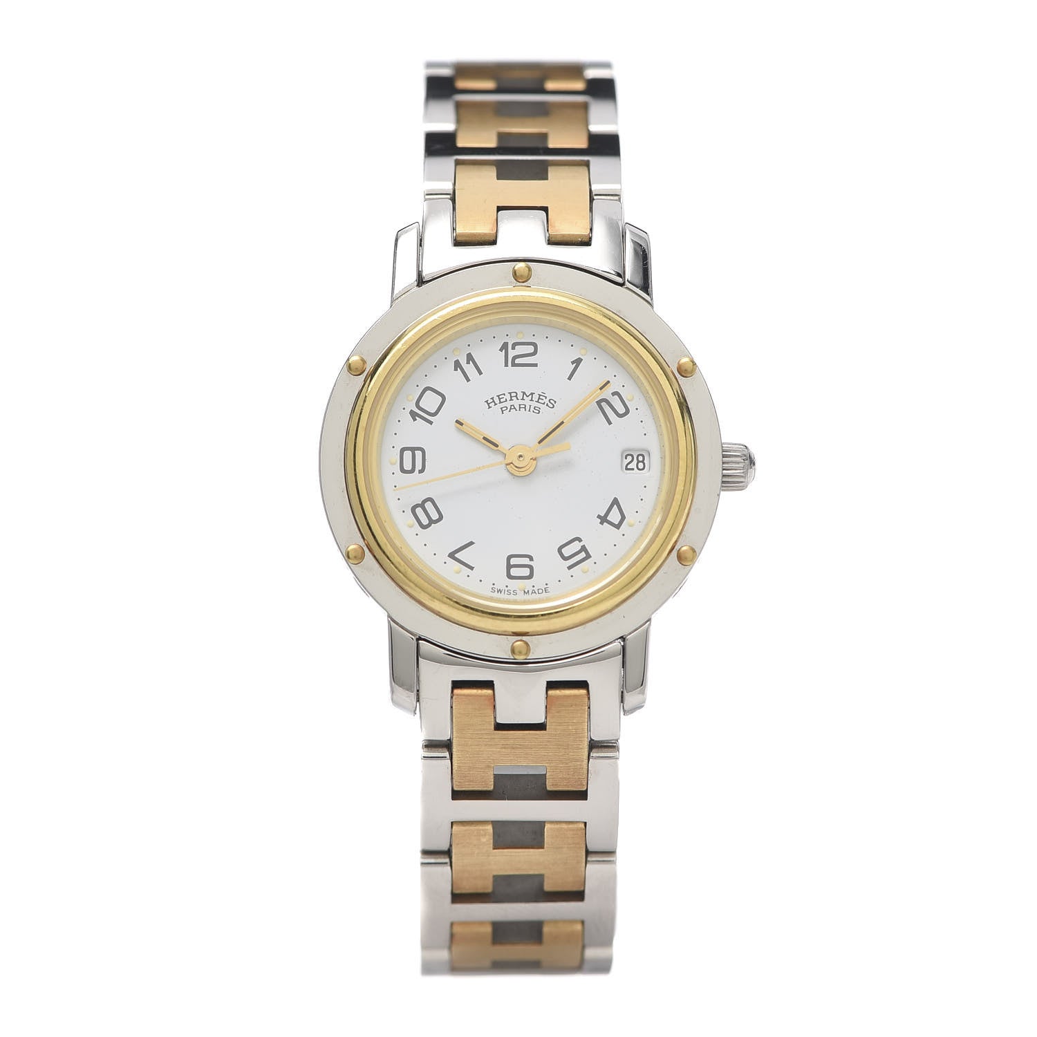 Hermes Stainless Steel 24mm Clipper Quartz Watch Gold 1 of 7