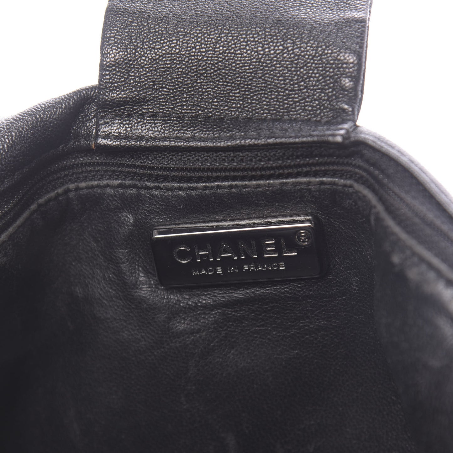 Metallic Goatskin Luxe Ligne Flap Black