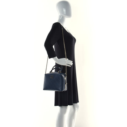 Chanel Calfskin Stitched CC Camera Case Bag Blue 3 of 17