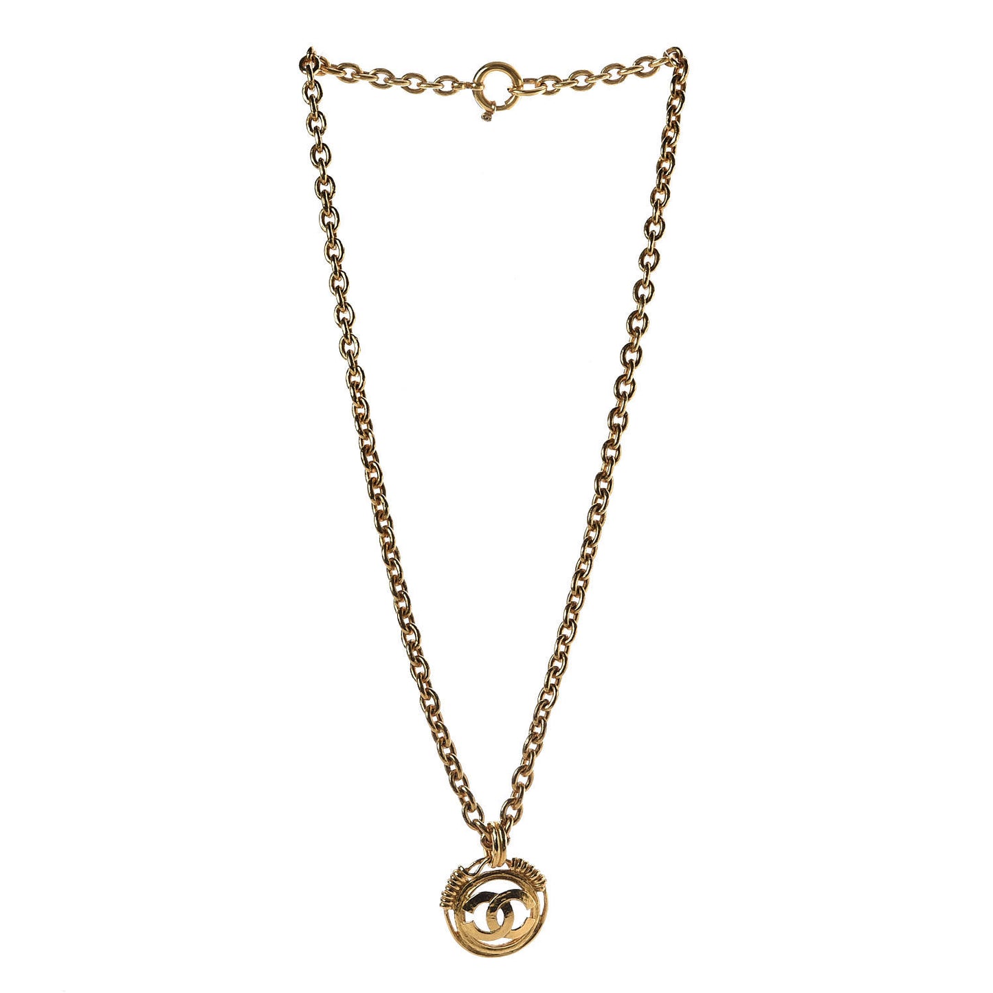 CC Pendant Chain Necklace Gold