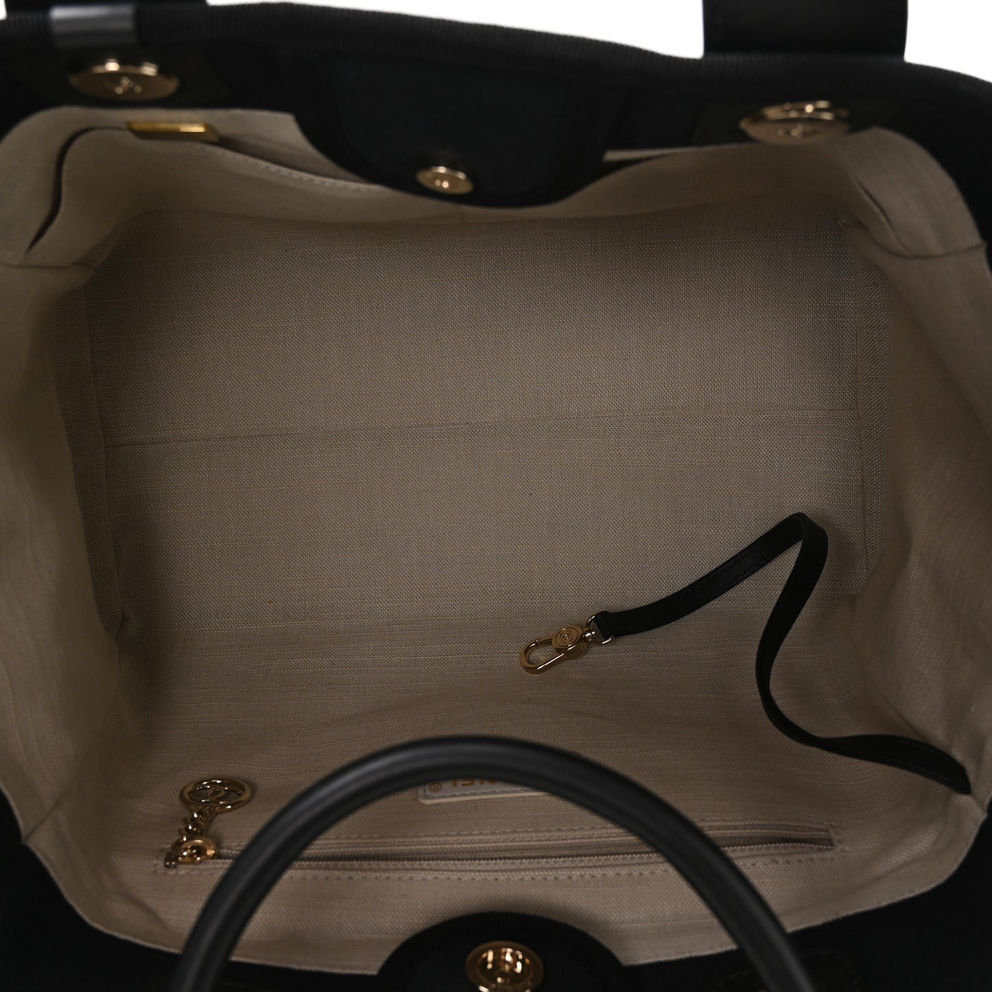 Mixed Fibers Calfskin  Small Deauville Tote Black
