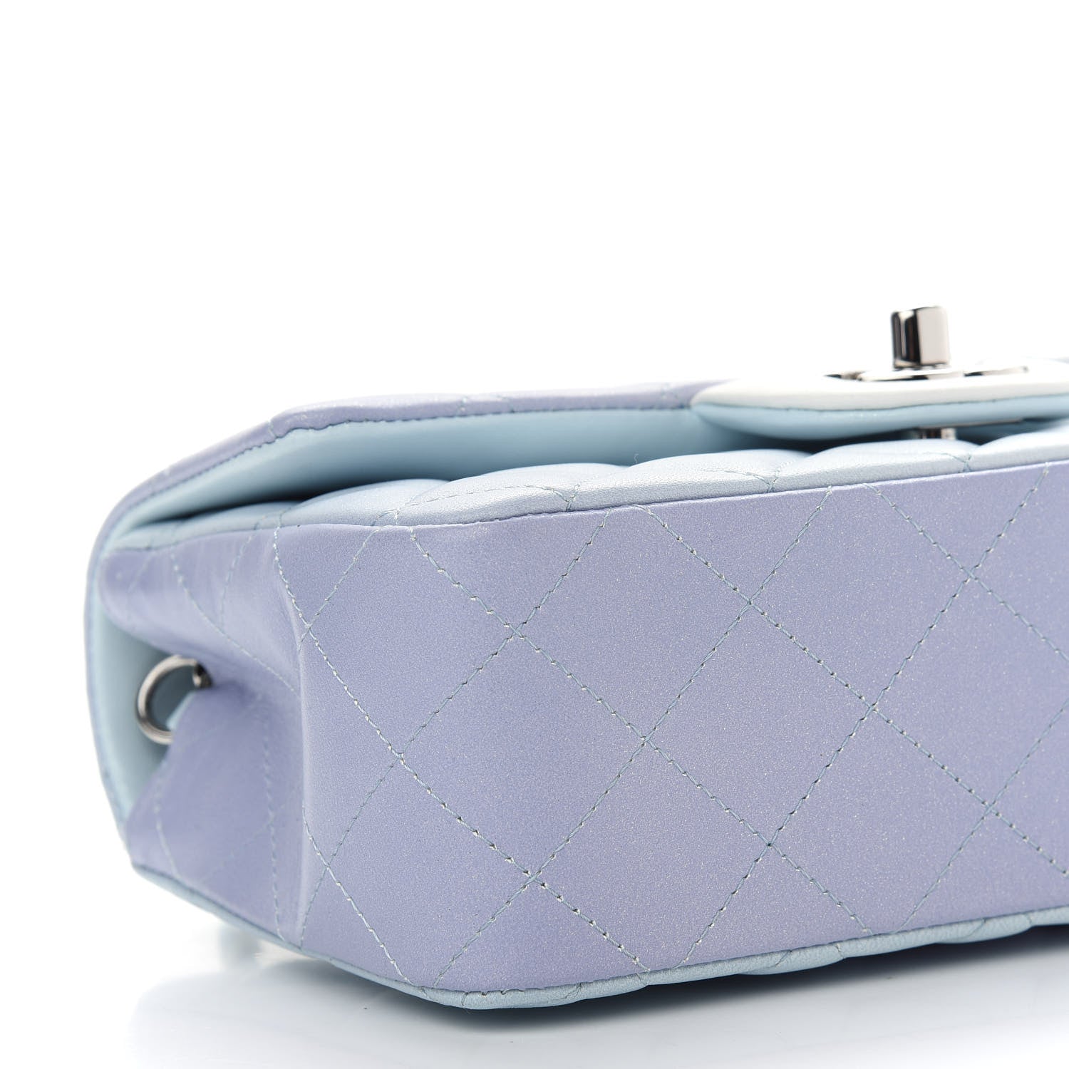 Chanel Perforated Lambskin Quilted Mini Rectangular Flap Light Blue Light Purple White 8 of 9