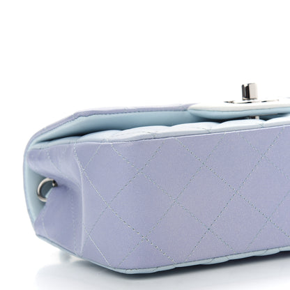 Chanel Perforated Lambskin Quilted Mini Rectangular Flap Light Blue Light Purple White 8 of 9