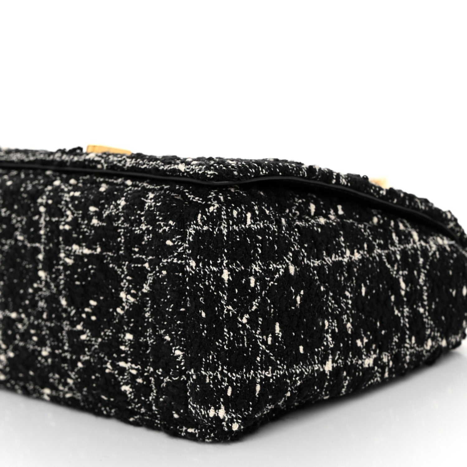 Christian Dior Calfskin Tweed Embroidered Cannage Medium Caro Bag Black White 10 of 10