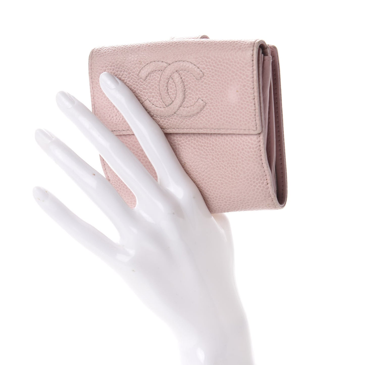 Caviar Timeless CC Compact French Wallet Pink